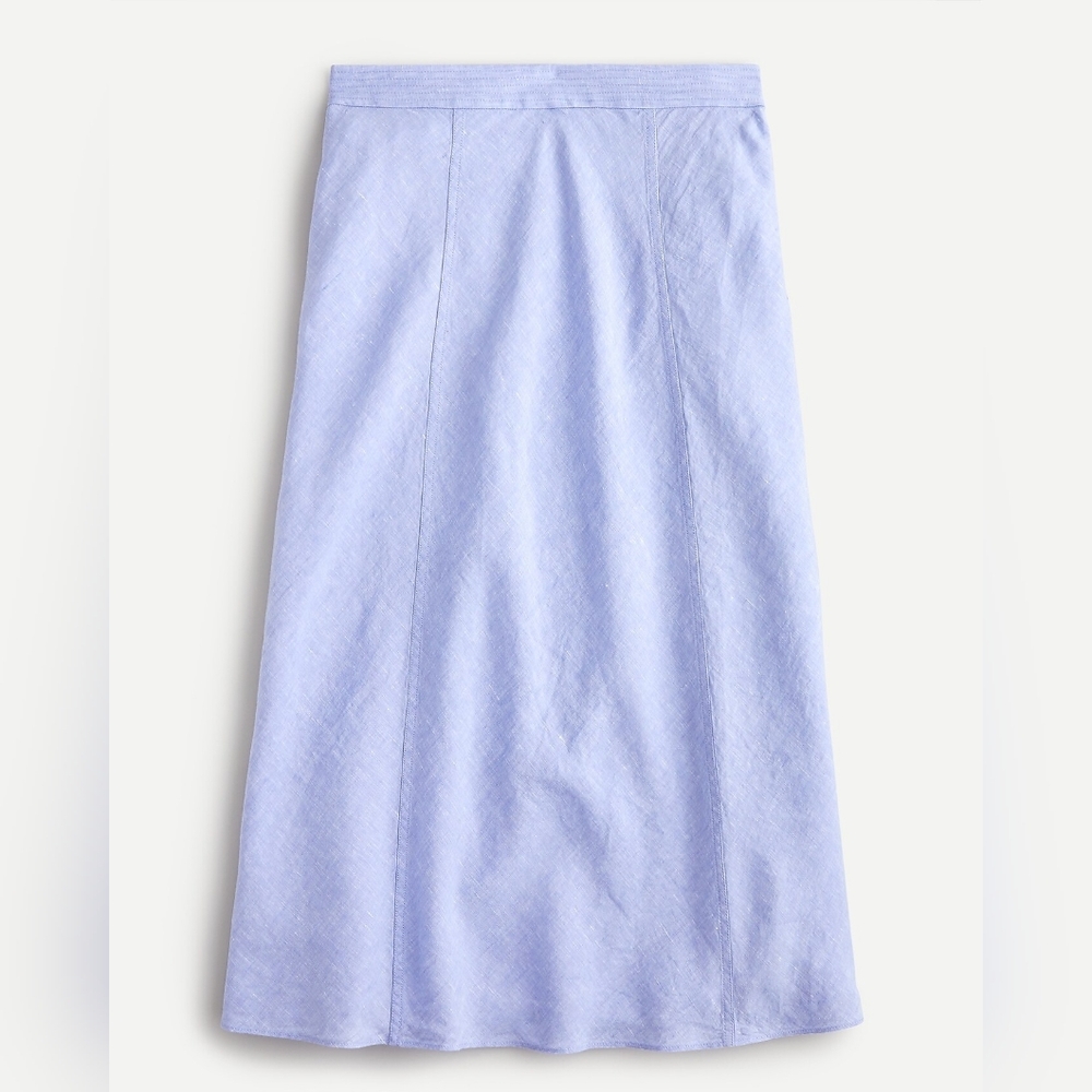 J-Crew Baird McNutt 100% Irish Linen Slip Midi Skirt Periwinkle Blue Size 6